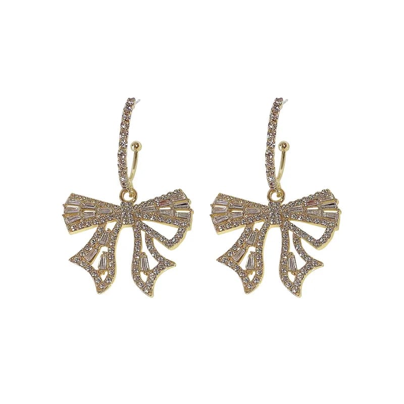 Bow Pattern Rhinestone Earrings