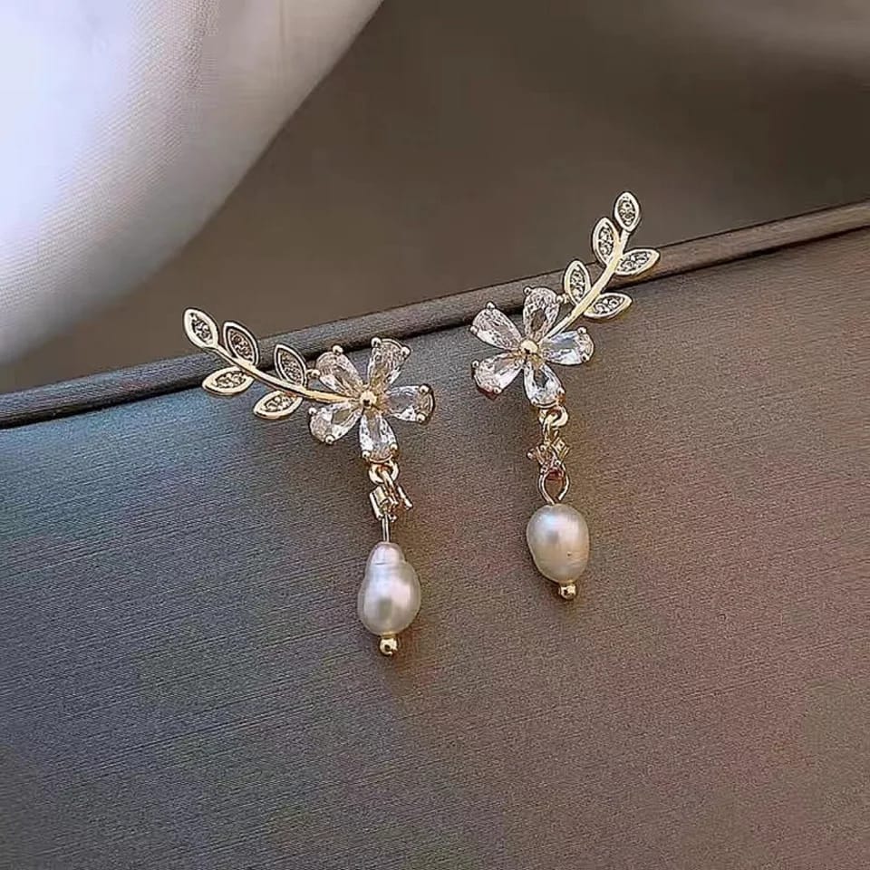 Floral Pearl Drop Earrings