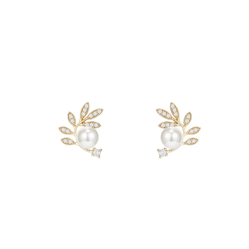 Leaf Pearl Small Stud