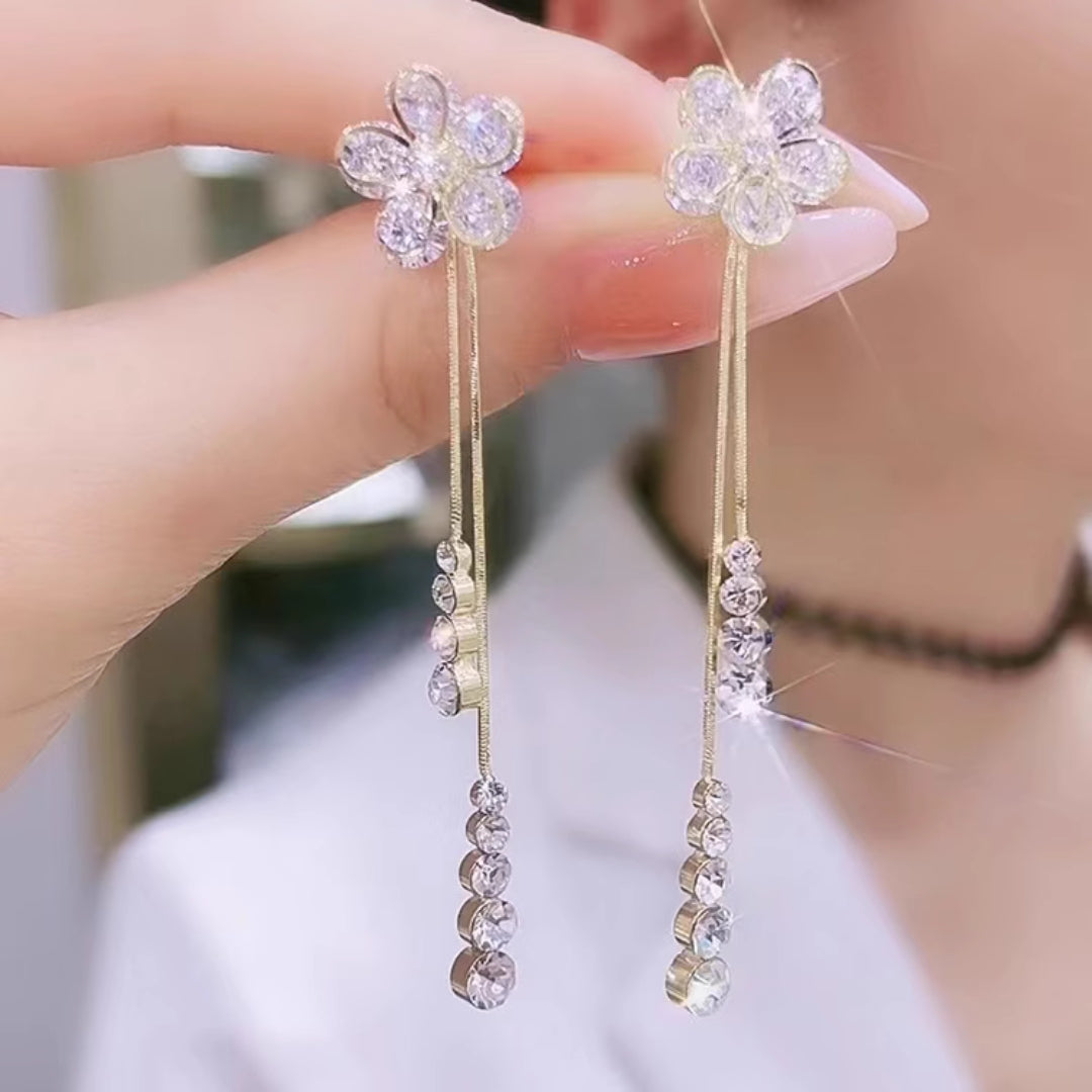 Flower Crystal Luxury Tassel Earrings