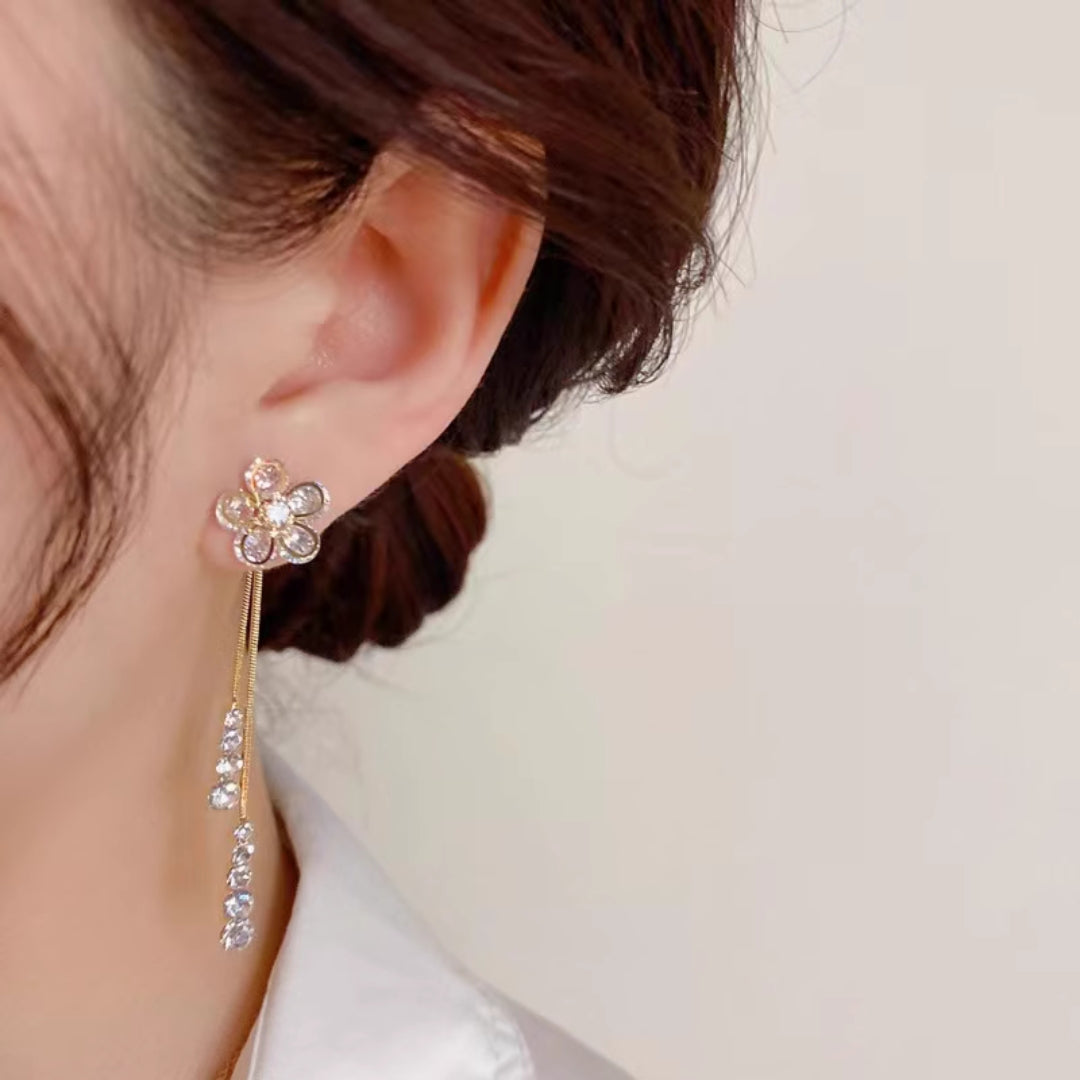 Flower Crystal Luxury Tassel Earrings