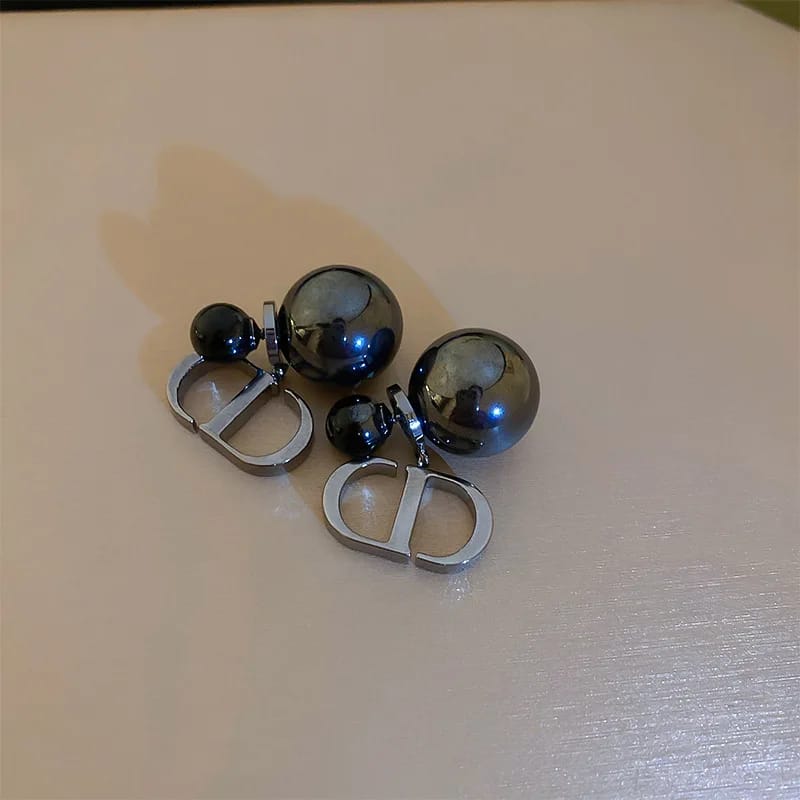 CD Black Colour Pearl Earrings