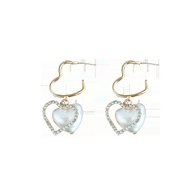 Heart Shaped Hollow Pearl Earrings