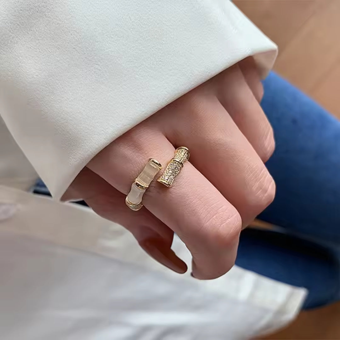 Irregular Pattern Cat Eye Stone Gold Plated Ring