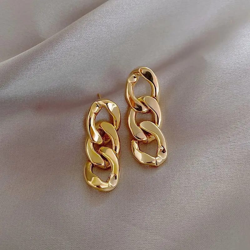 Golden Plated Twisted Chain Style Earrings