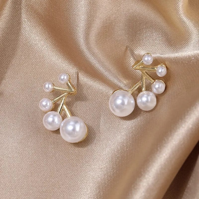 Abstract Shaped Pearl Studs Earrings