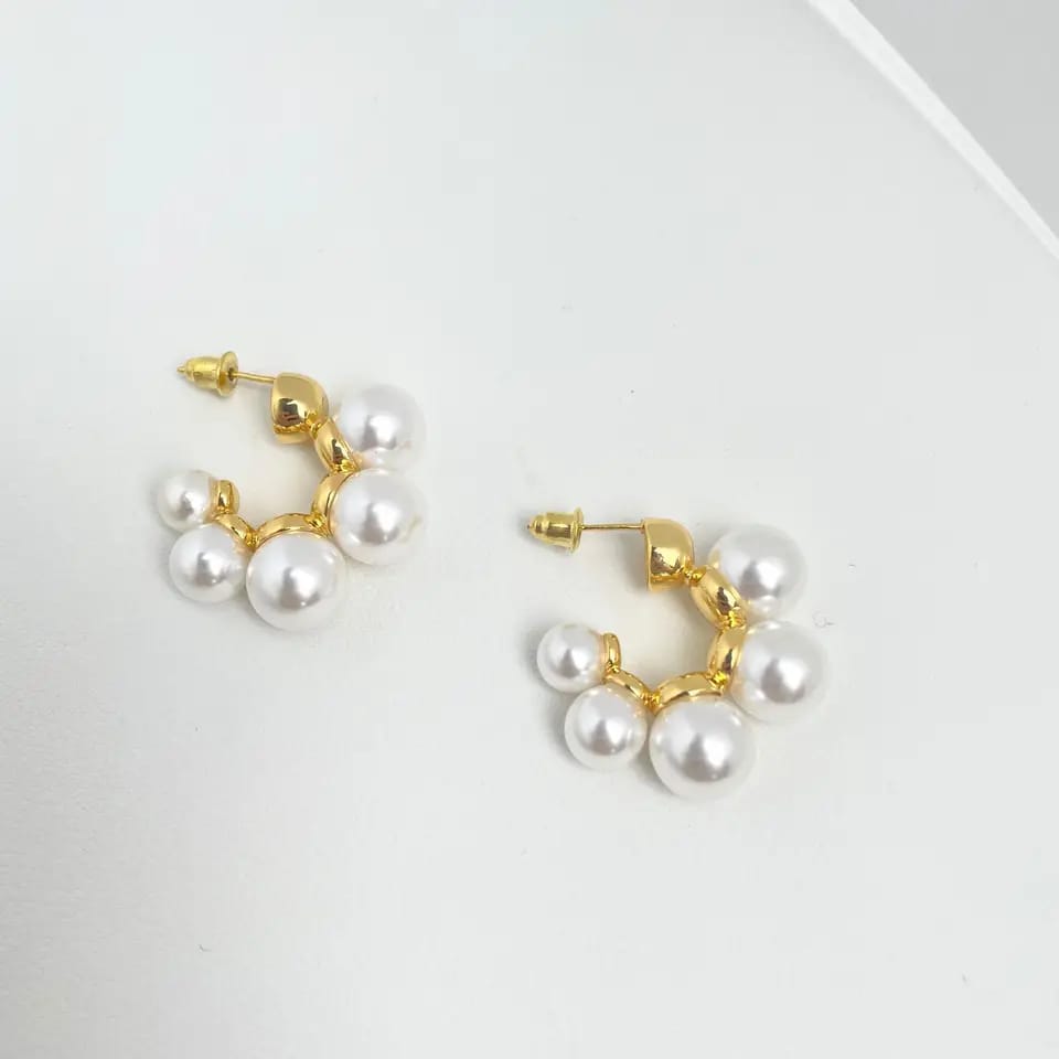 Trendy Pearl Small Hoop Earrings