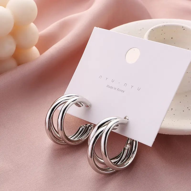 Trendy C Shaped Triple Layer Hugging Earrings