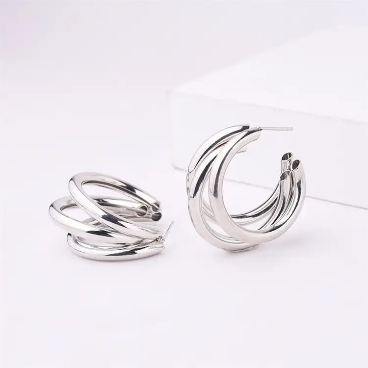 Trendy C Shaped Triple Layer Hugging Earrings