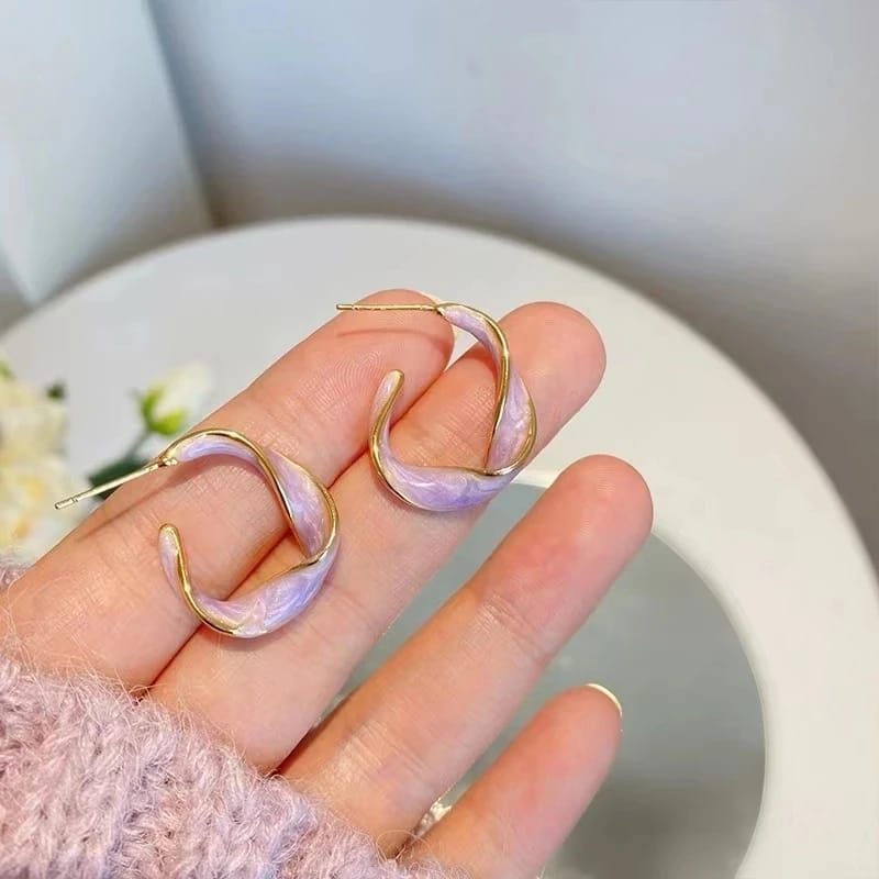 Lavender Minimal Abstract Earrings