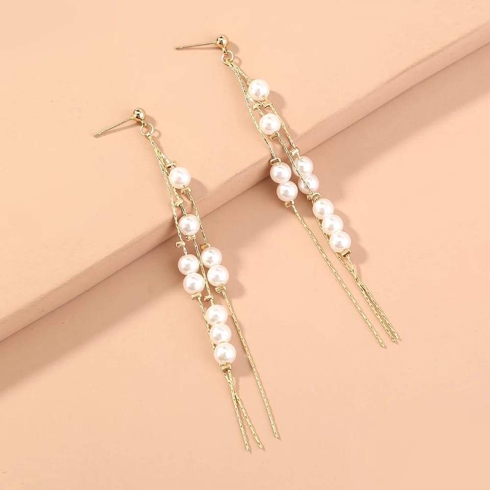 Pearl Drop in Chains Earrings