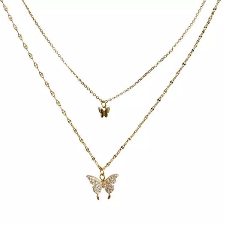 Butterfly Double Layered Chain Necklace