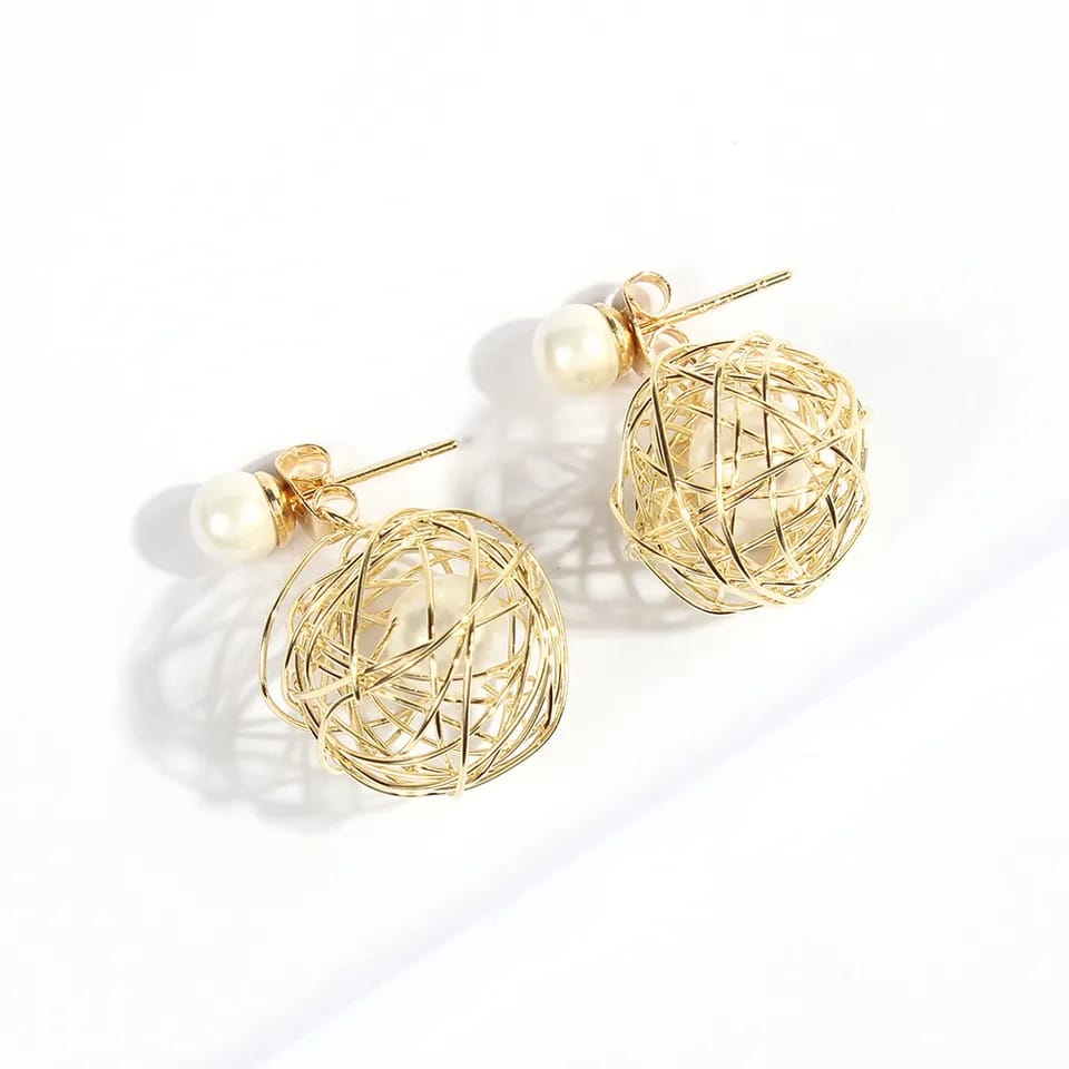 Beautiful Korean Bird Nest Inspired Mesh Earrings