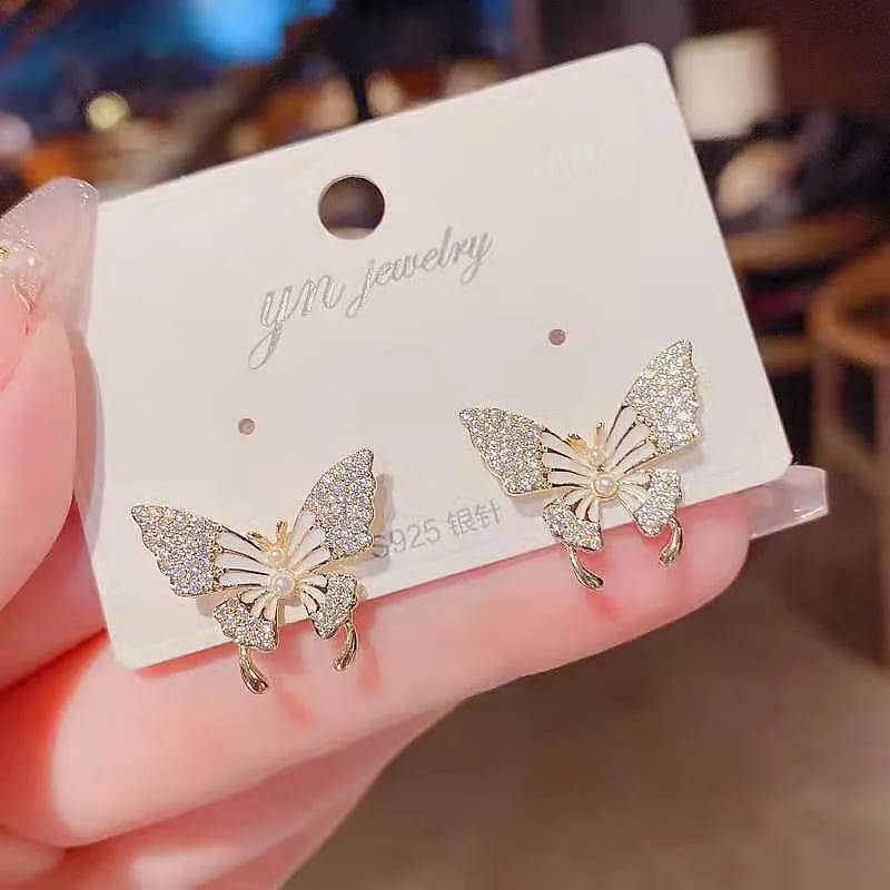 Rhinestones Butterfly Studs (Available in Black & White Shades)