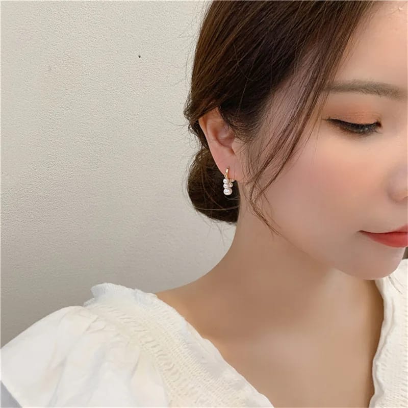 Korean Stylish Beads Hoops