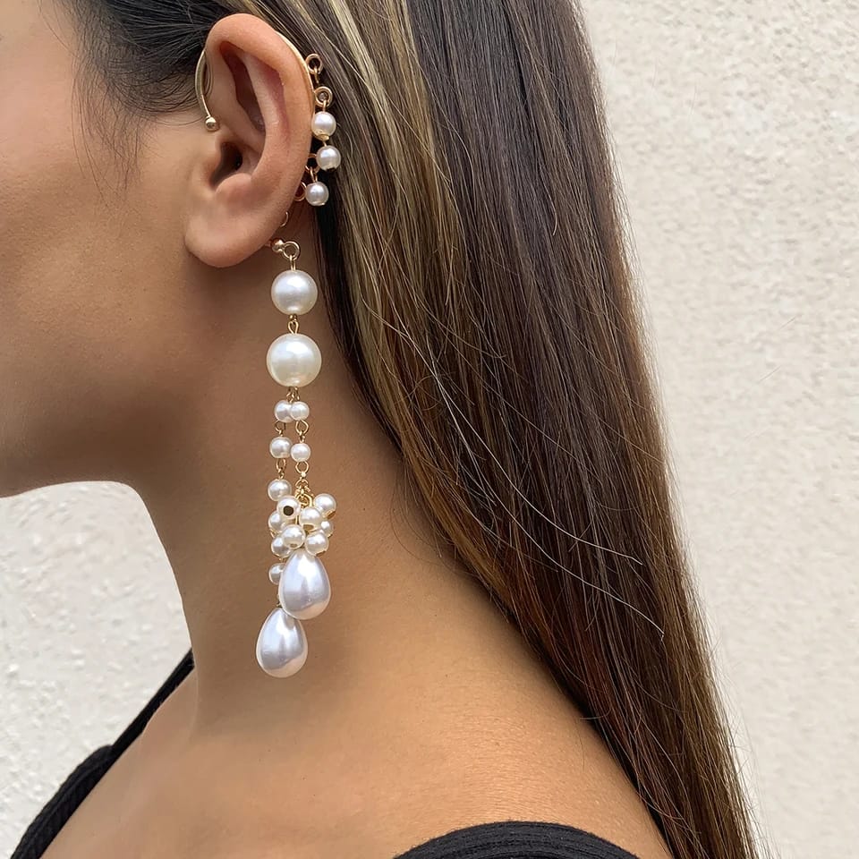 Korean Stylish Earcuff With Pearl Drops