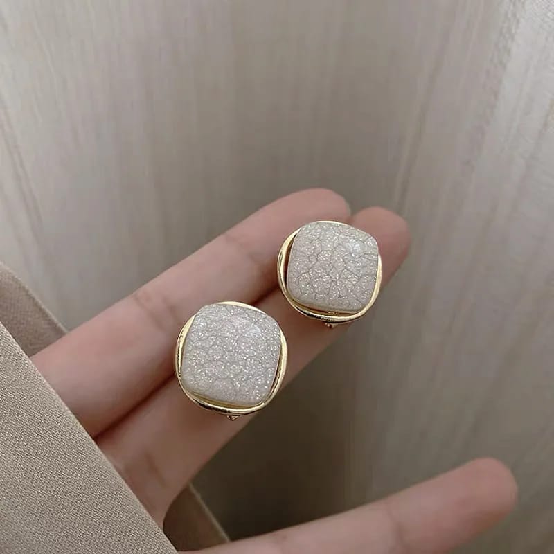 White Square Textured Studs