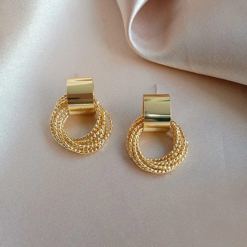 Gold Plated Round Stud Earrings