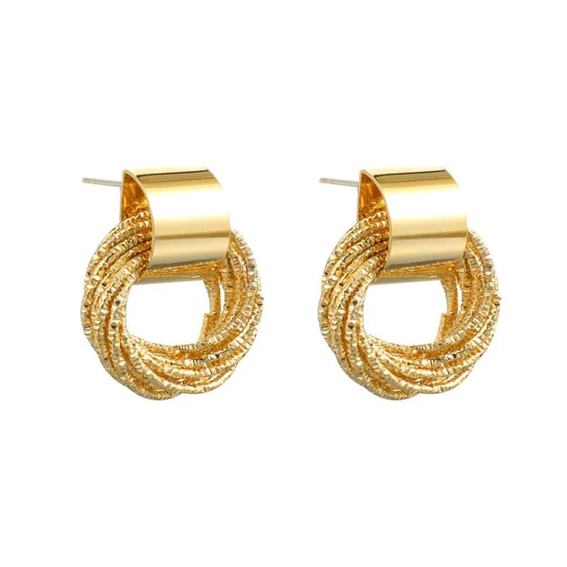 Gold Plated Round Stud Earrings