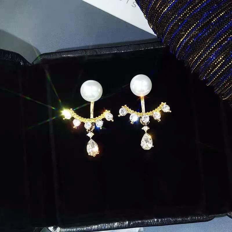 Pearl stud With Stones Drop Earrings