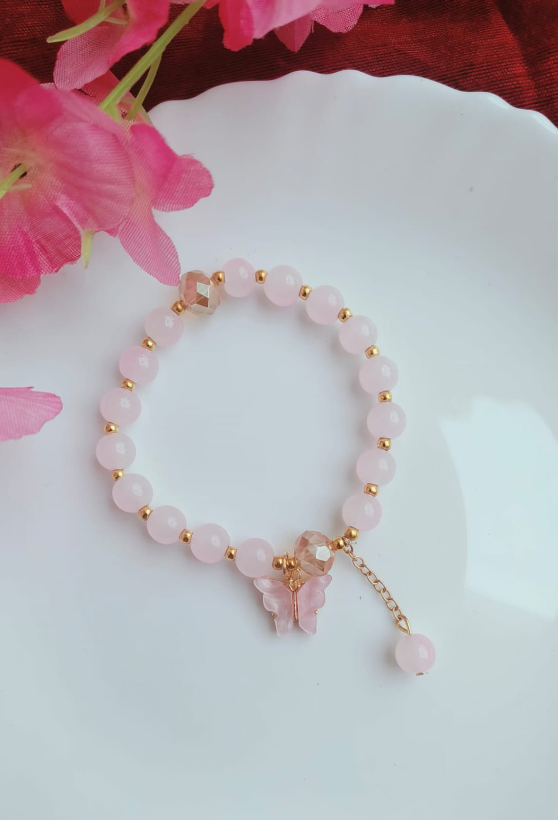 Glass Stones Baby Pink Colour Bracelets