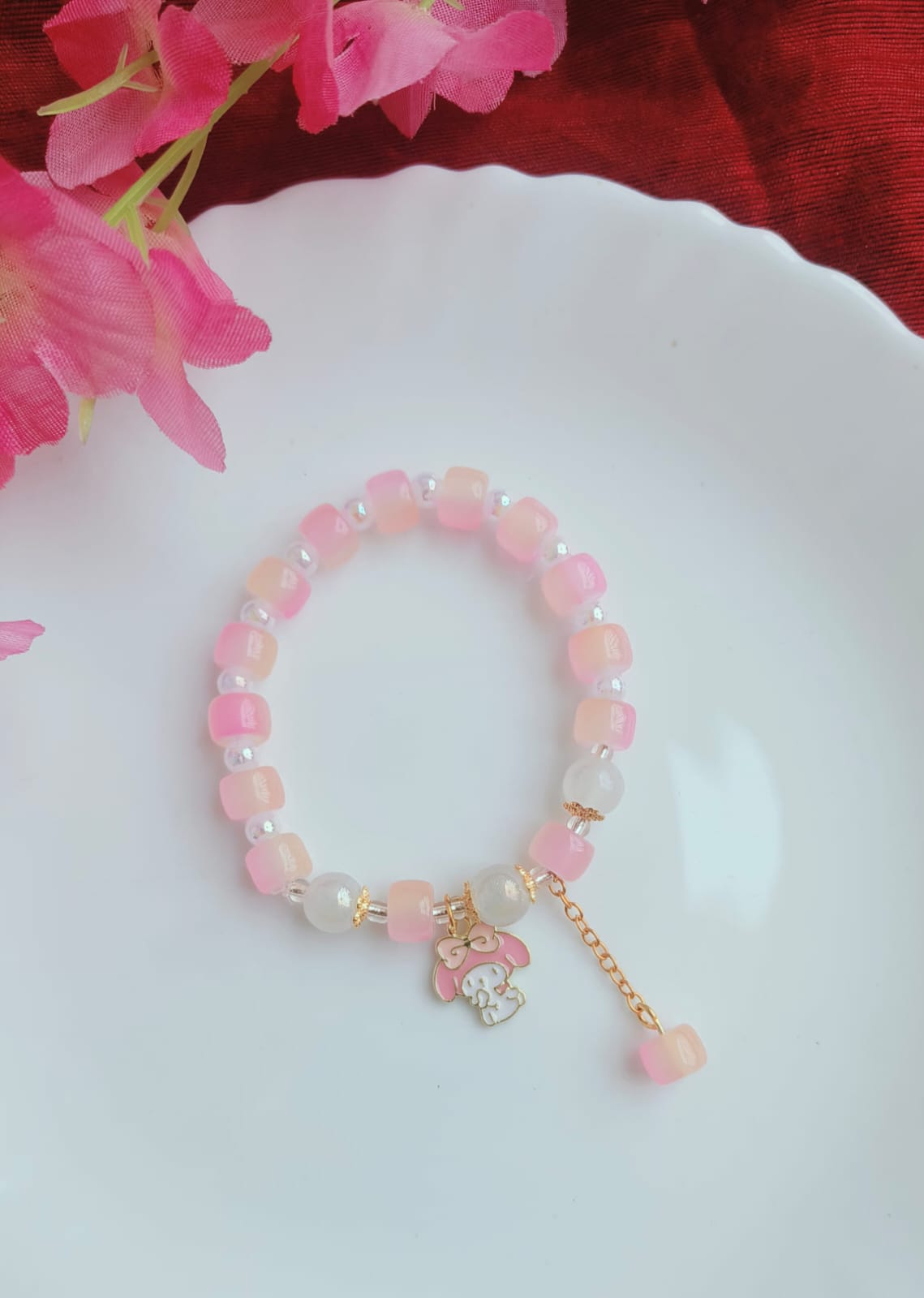 Glass Stones Baby Pink Colour Bracelets