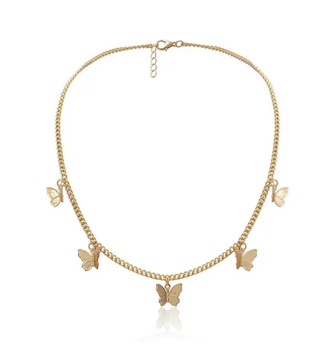 Golden 5 Butterfly Necklace