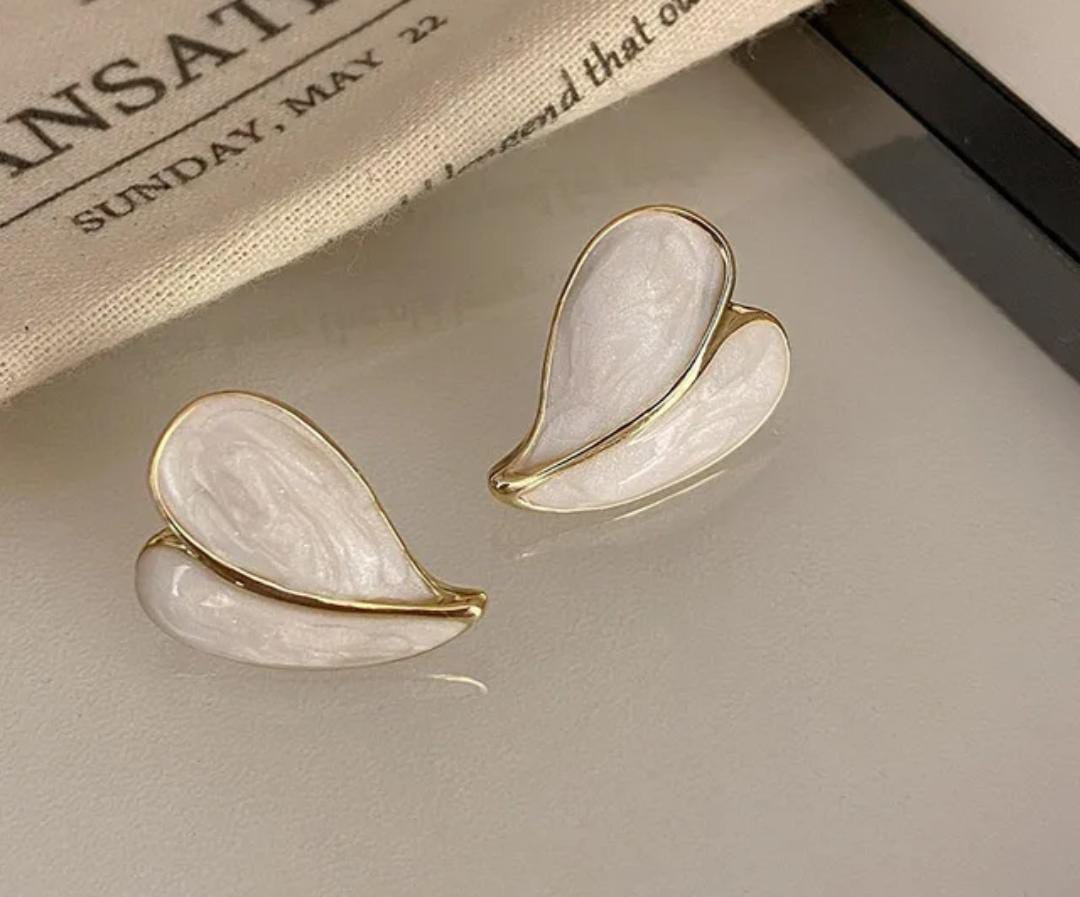 Vintage Enamel Heart Shaped Studs