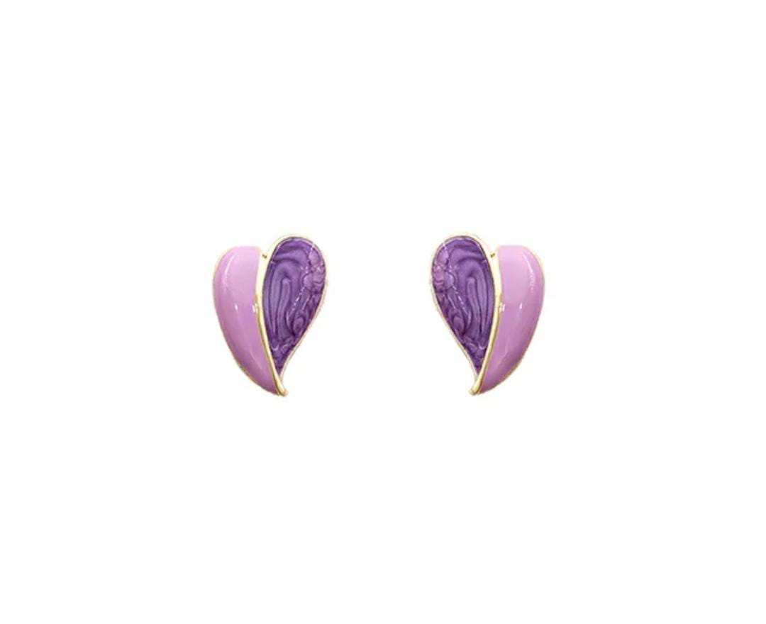 Vintage Enamel Heart Shaped Studs