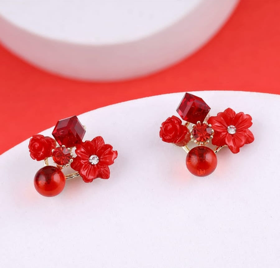 Retro Style Temperament Rhinestone Flower Stud