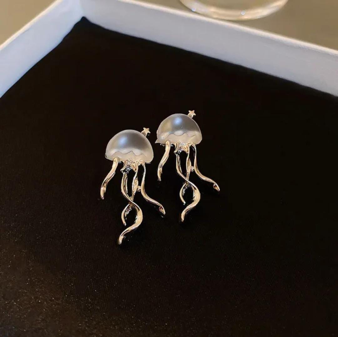 Frosted Glass Jellyfish Earrings