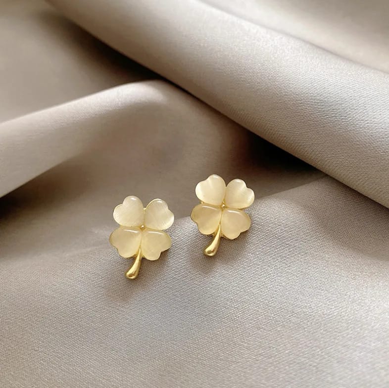 Cute Opal Four Leaf Clover Earrings