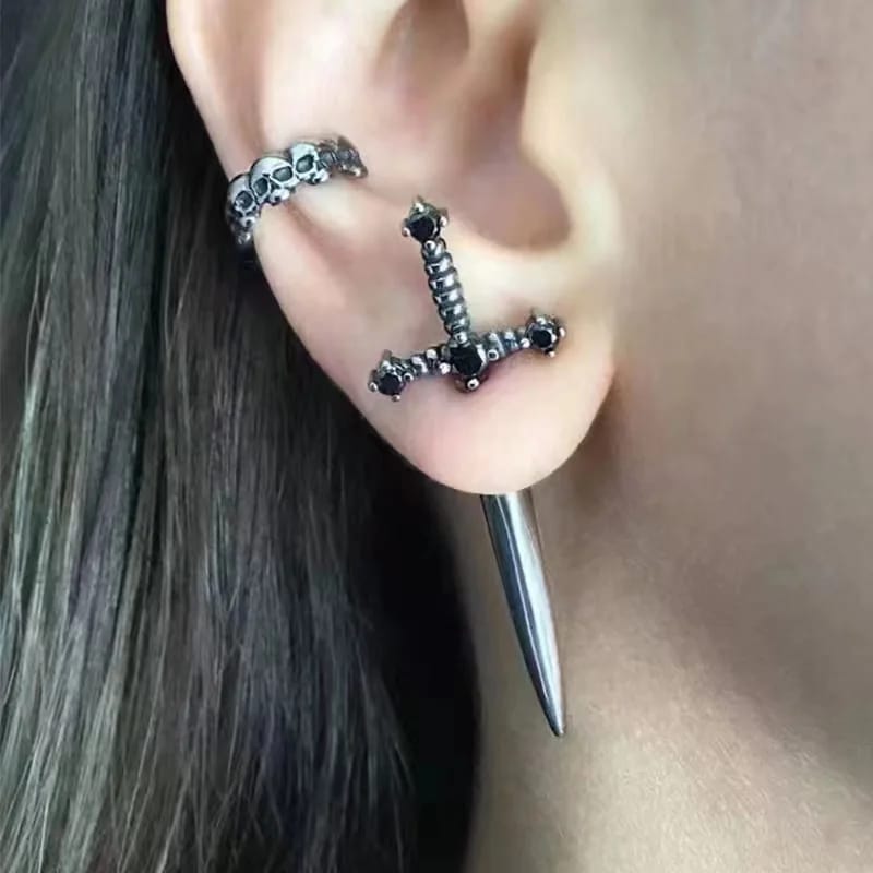 Cross Shaped Gothic Sword Earrings