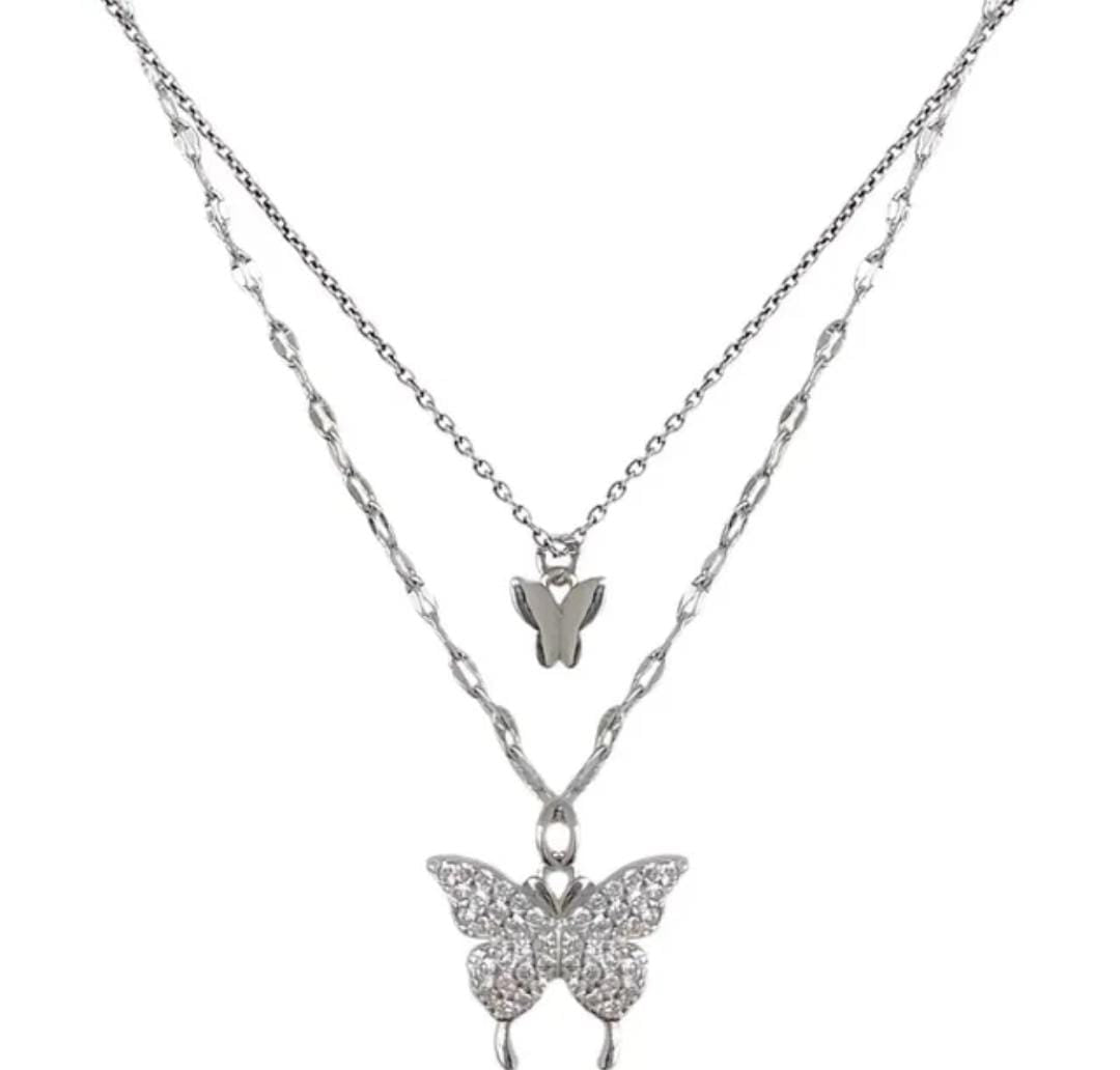 Silver Butterfly Pendent Necklace