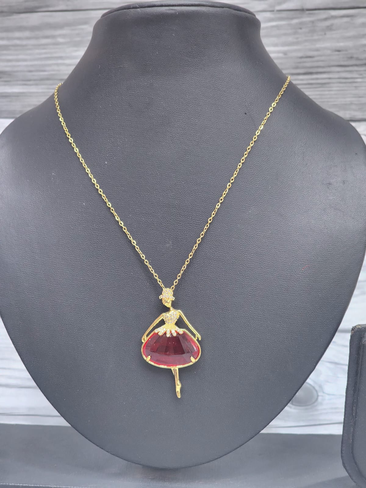 Red Zircon Swan Dancer Pendent Necklace