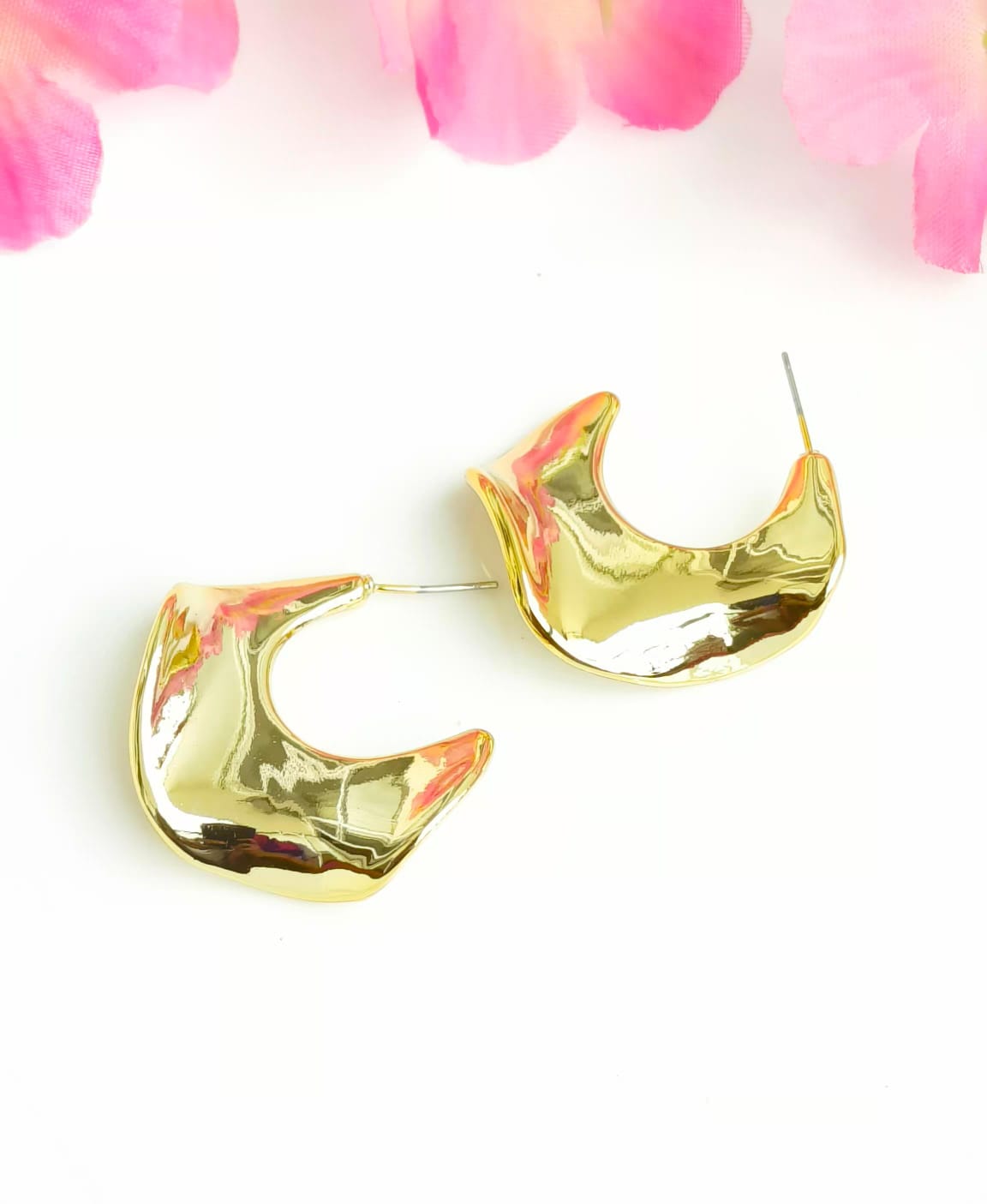 Abstract Shaped Golden Minimal Earrings