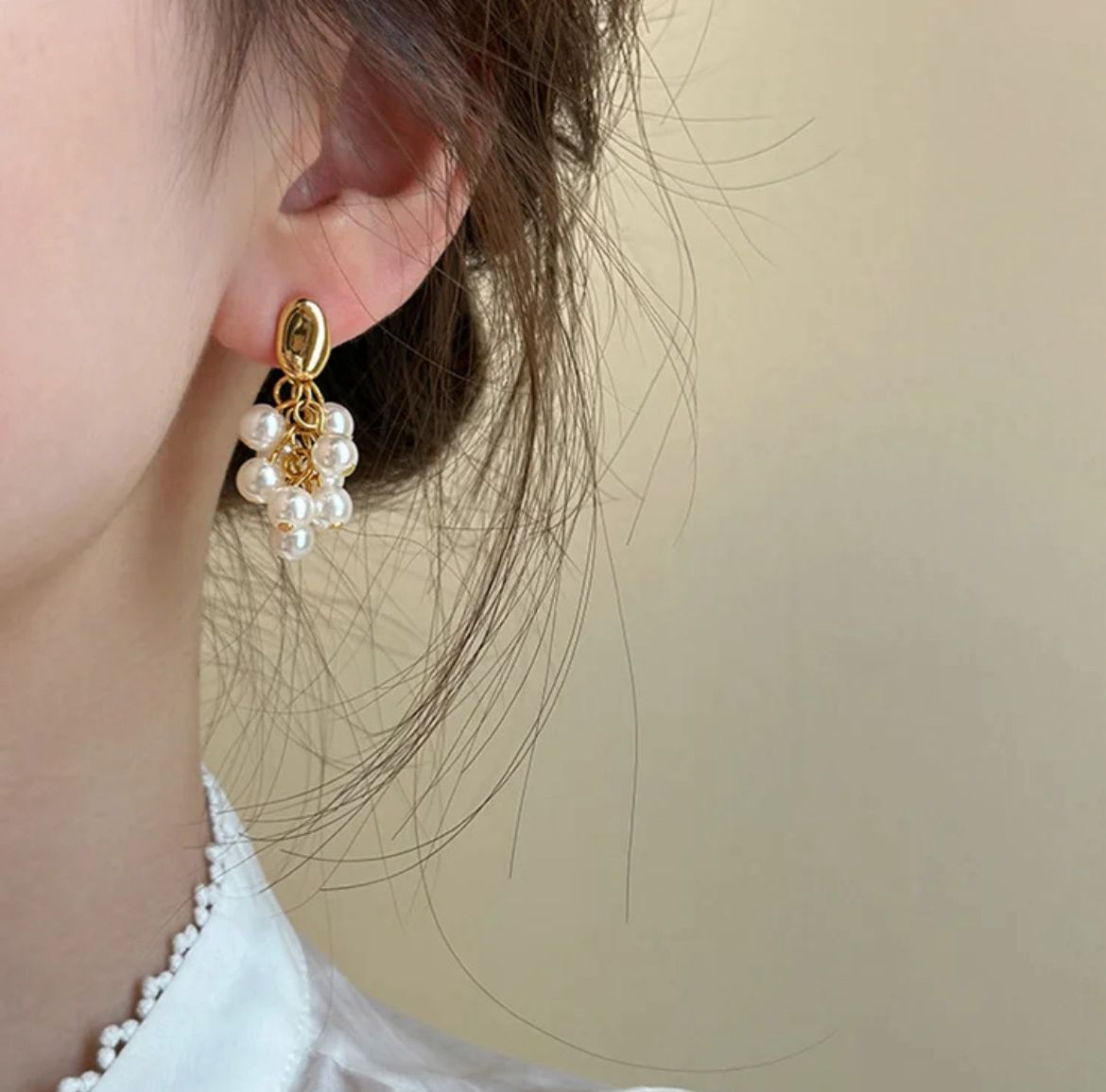 Korean Multiple Drop Pearl Tassel Earrings